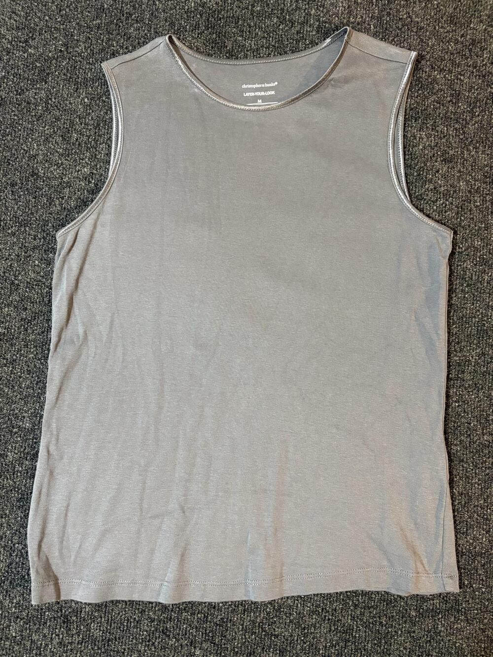 Christopher & Banks Tank Top Womens M Gray Scoop Neck Layering Basic Cotton